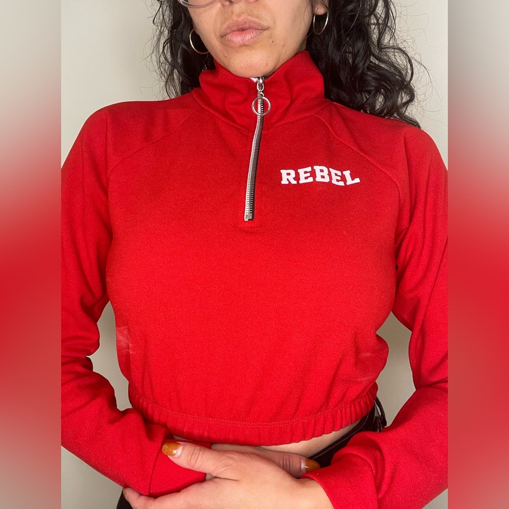 Fashion Nova Red Rebel Cropped Top Sweater - Picture 2 of 6
